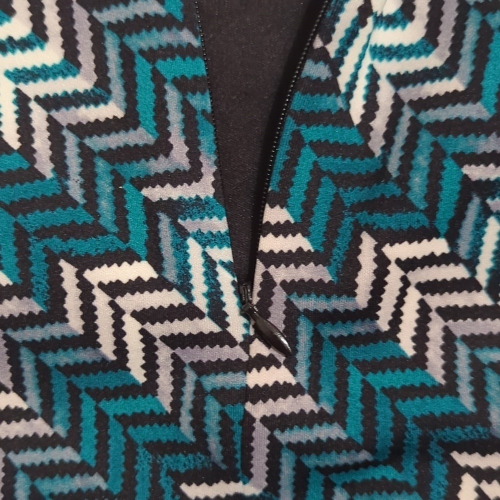 White House Black Market CS ZZ Print Sheath Dress, Black/White/Teal Size 4 - Picture 14 of 16